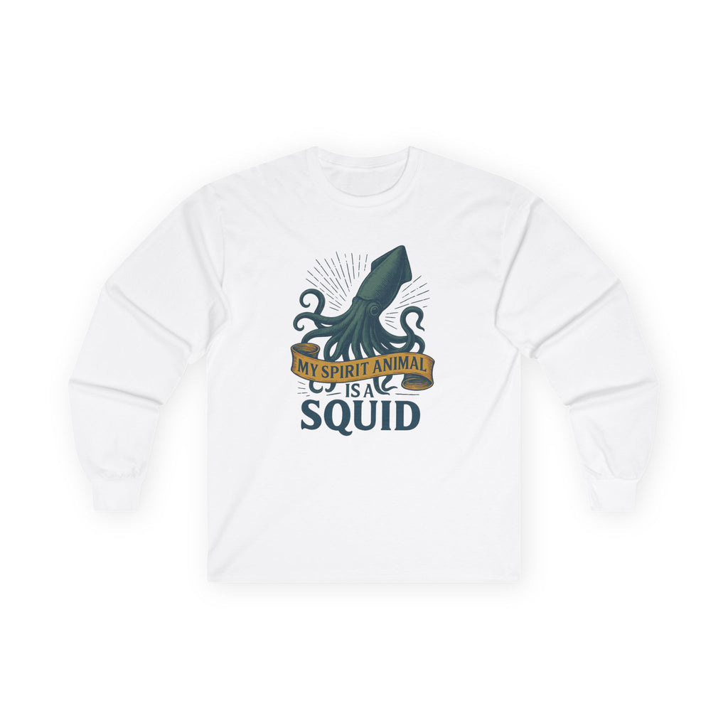 My Spirit Animal Is A Squid long sleeve tee | squid illustration, nautical, ocean lover