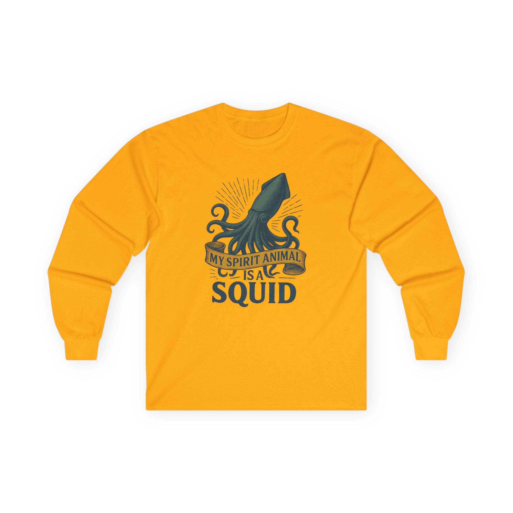 My Spirit Animal Is A Squid long sleeve tee | squid illustration, nautical, ocean lover