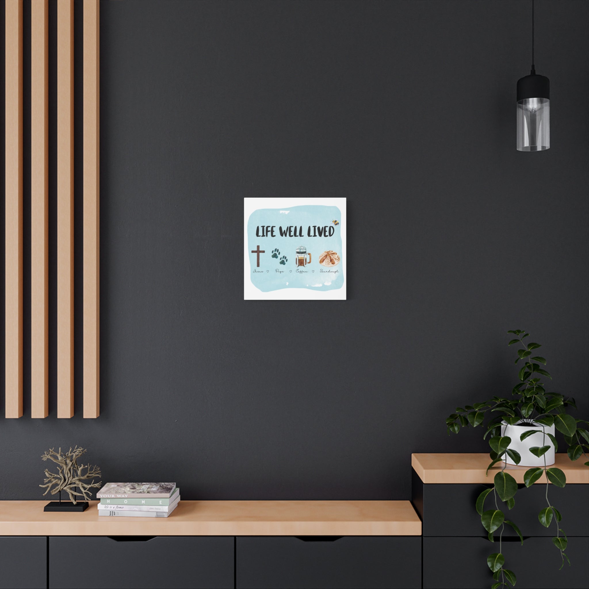 Canvas Wall Art Print 'Life Well Lived' Jesus, Dogs, Coffee, Sourdough, Matte Stretched Decor