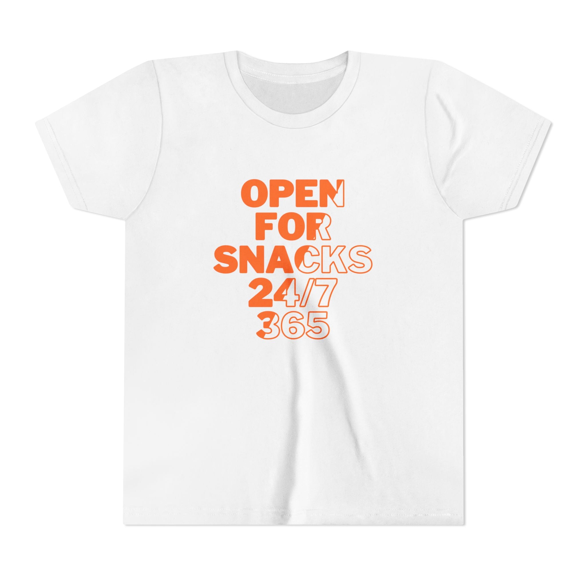 Youth Tee - 'Open for snacks 24/7 365' Design