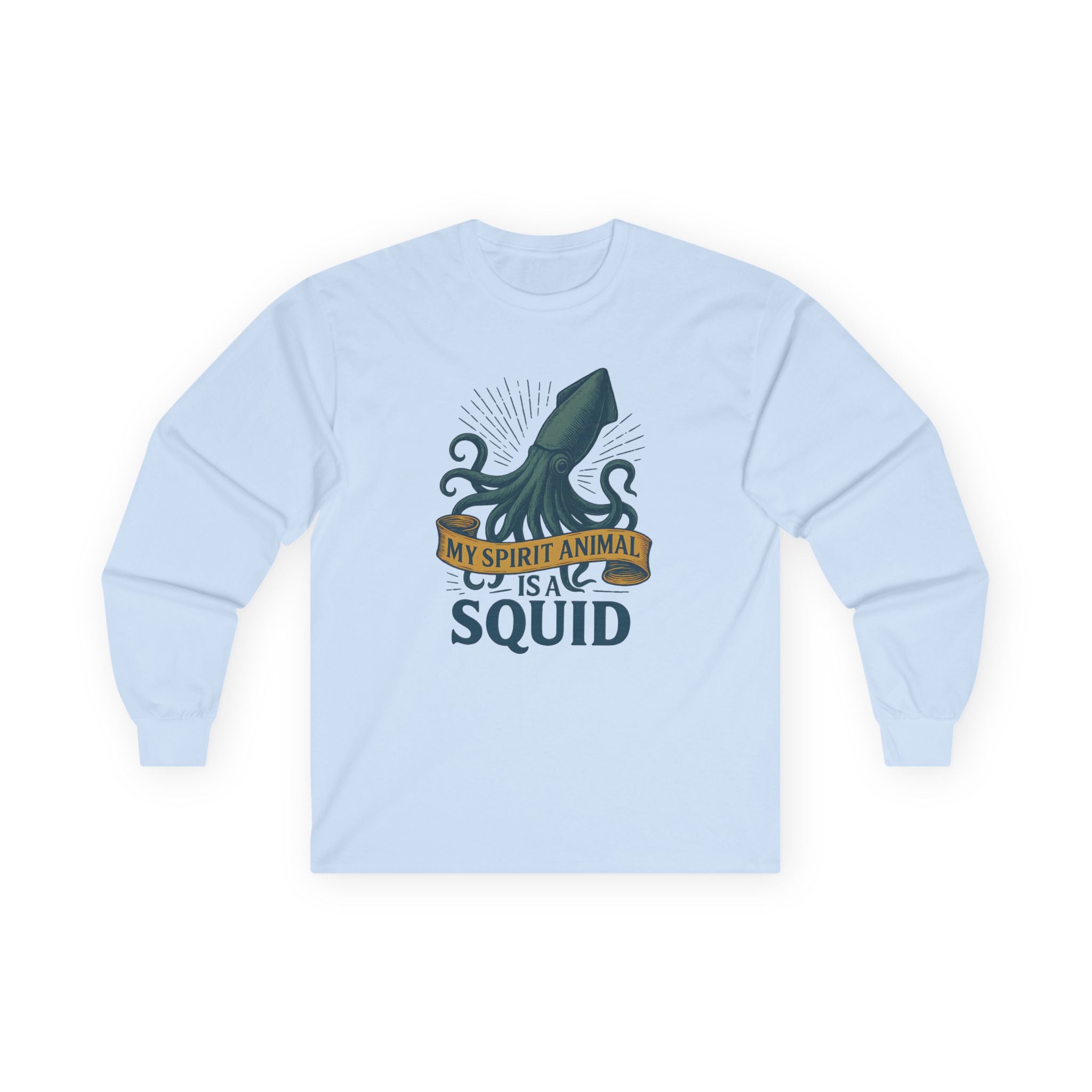 My Spirit Animal Is A Squid long sleeve tee | squid illustration, nautical, ocean lover