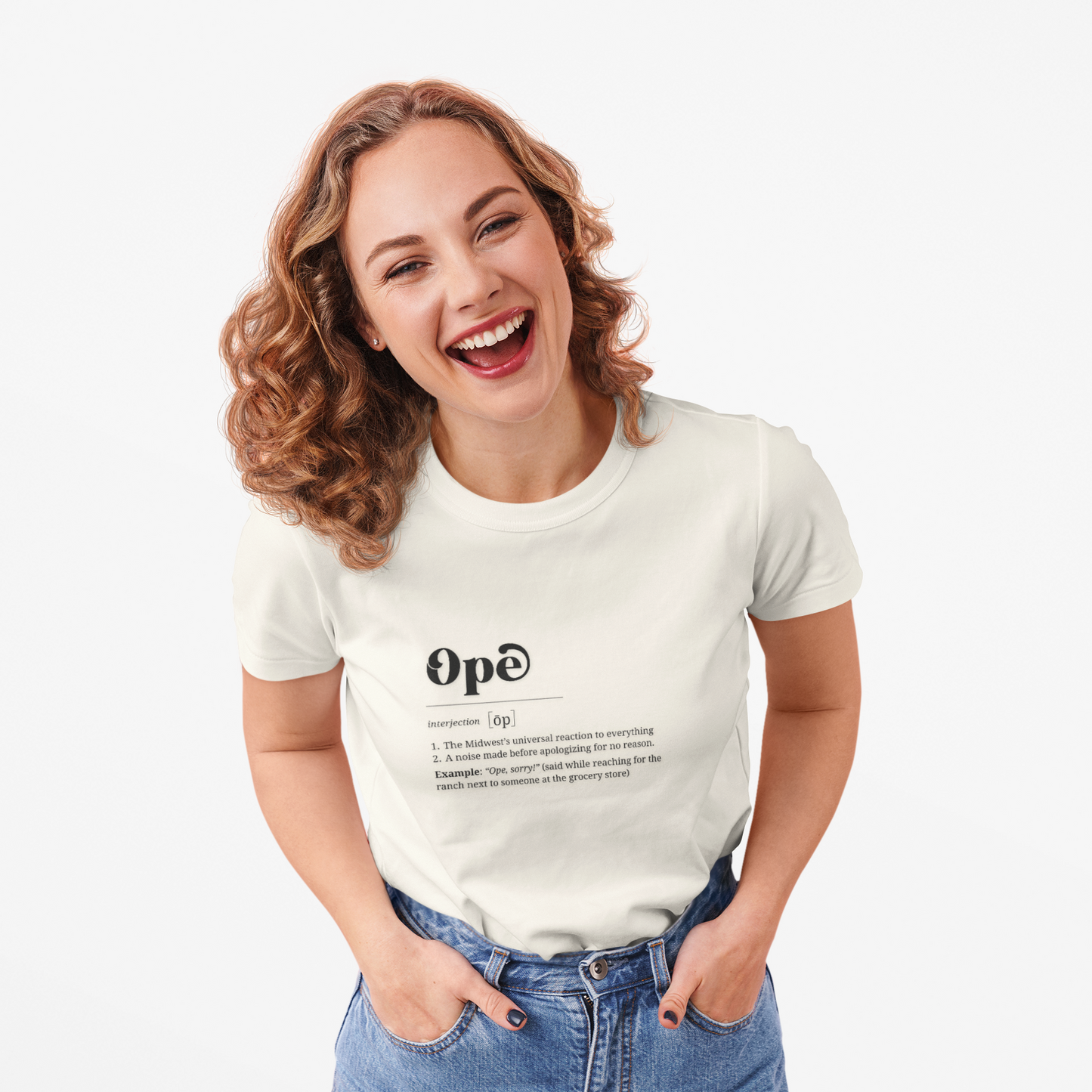 T-Shirt, 'Ope' Definition, Midwest Humor Shirt, Graphic Top, USA-Made Apparel, Short-Sleeve Jersey Tee