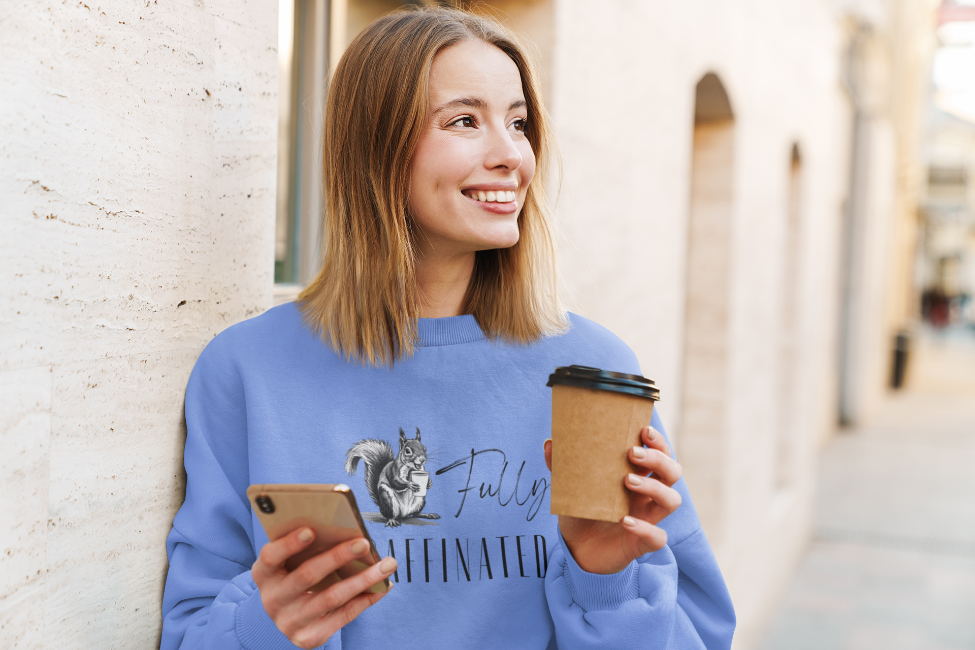 Fully Caffeinated Squirrel Sweatshirt, Crewneck