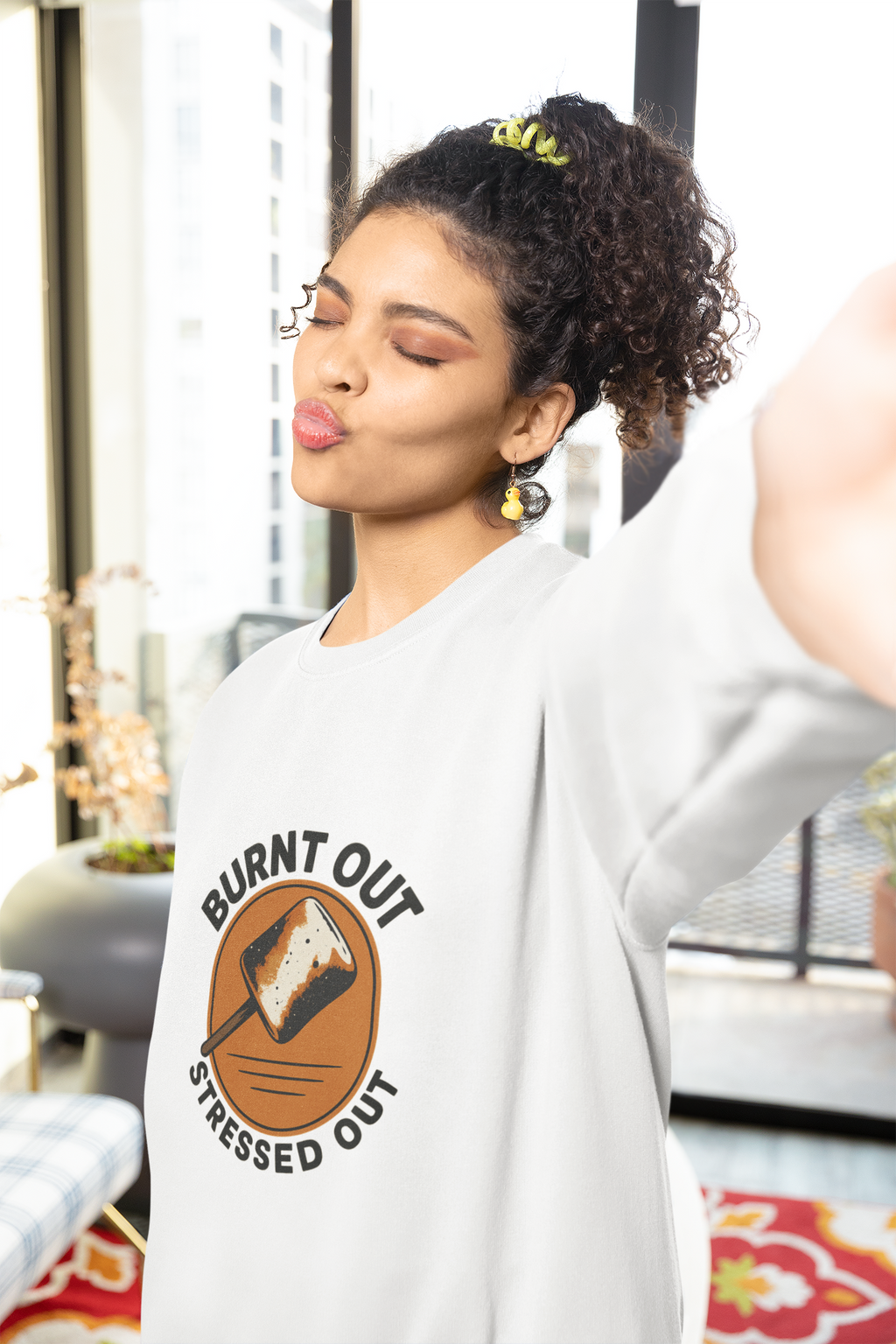 Burnt Out Stressed Out Sweatshirt, Pullover, Distressed Vintage Shirt, Soft Crewneck, Cozy Sweater