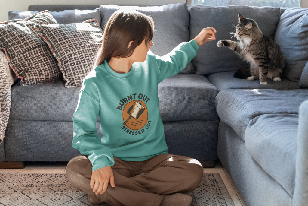 Burnt Out Stressed Out Sweatshirt, Pullover, Distressed Vintage Shirt, Soft Crewneck, Cozy Sweater