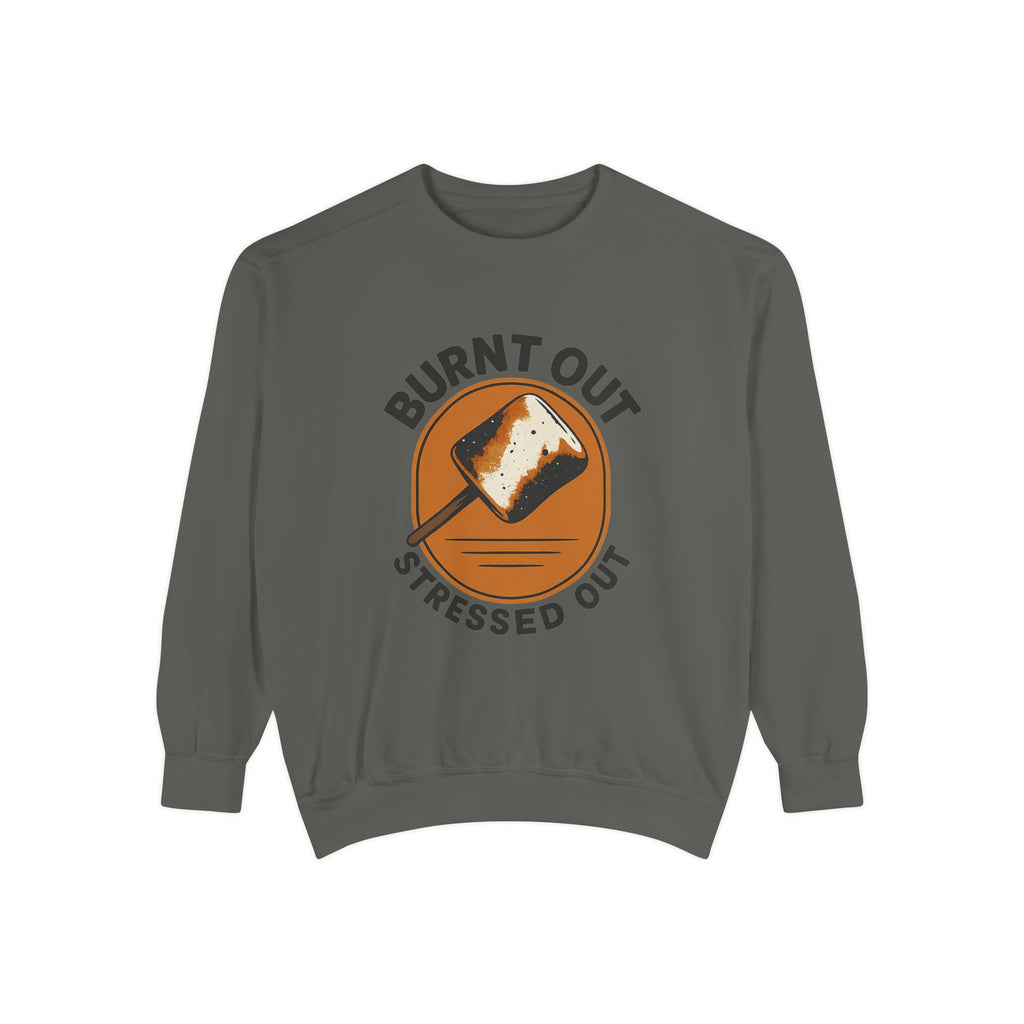Burnt Out Stressed Out Sweatshirt, Pullover, Distressed Vintage Shirt, Soft Crewneck, Cozy Sweater