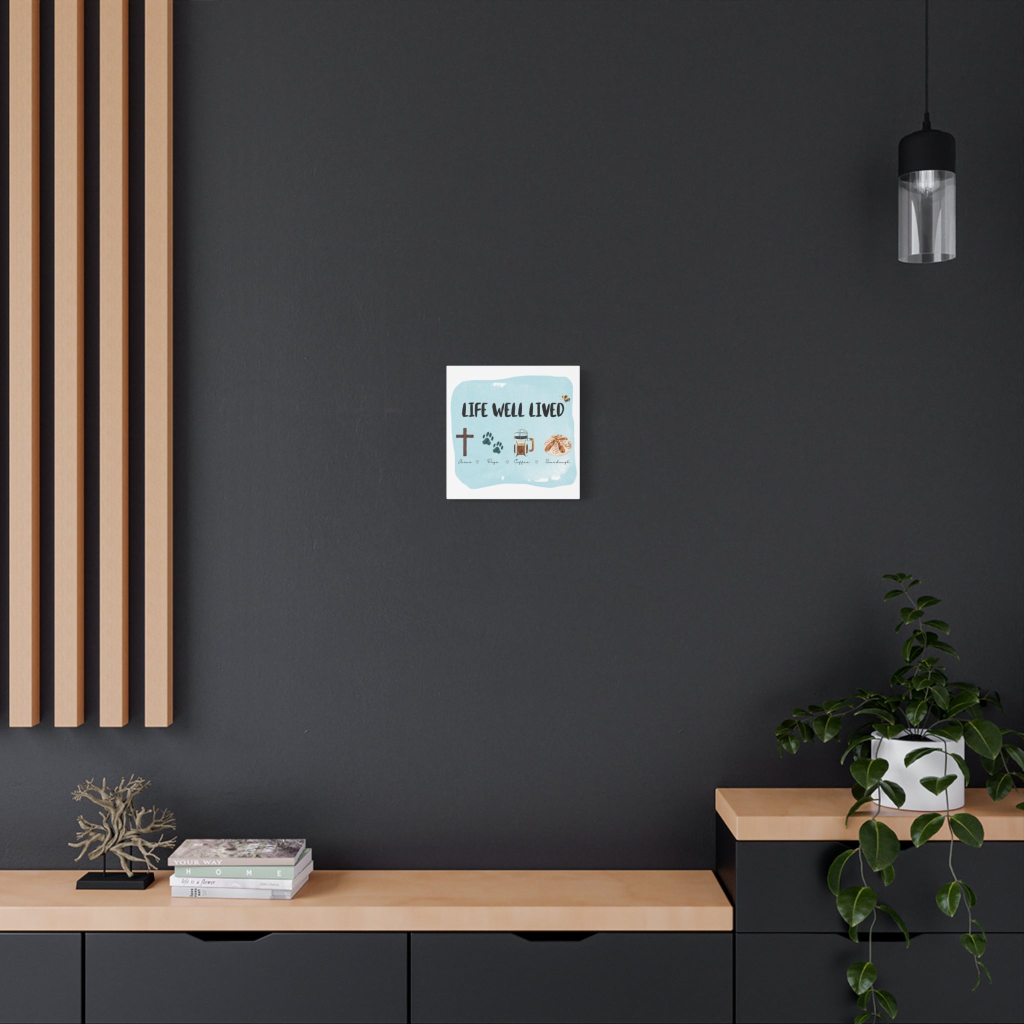 Canvas Wall Art Print 'Life Well Lived' Jesus, Dogs, Coffee, Sourdough, Matte Stretched Decor