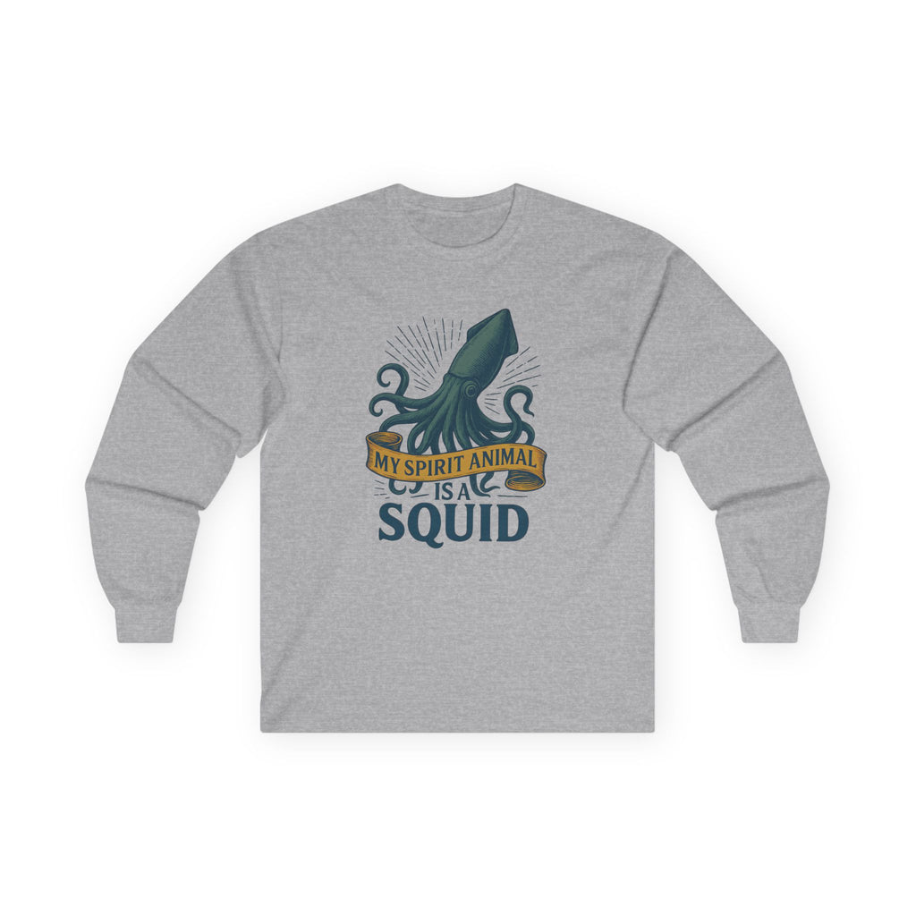 My Spirit Animal Is A Squid long sleeve tee | squid illustration, nautical, ocean lover