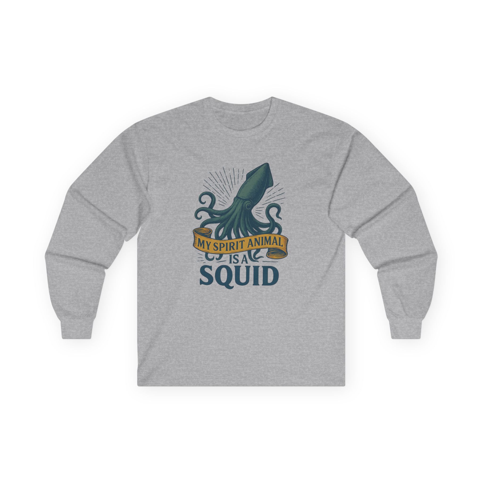 My Spirit Animal Is A Squid long sleeve tee | squid illustration, nautical, ocean lover