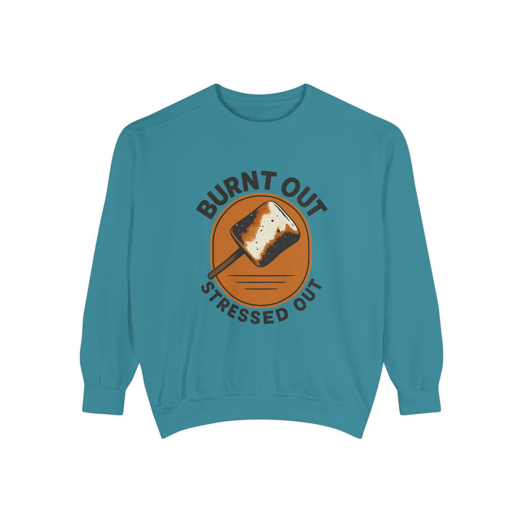 Burnt Out Stressed Out Sweatshirt, Pullover, Distressed Vintage Shirt, Soft Crewneck, Cozy Sweater