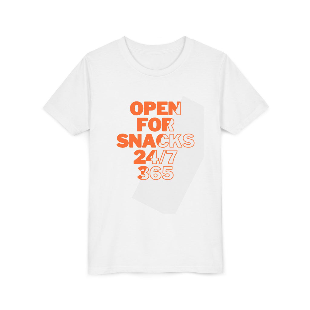 Youth Tee - 'Open for snacks 24/7 365' Design