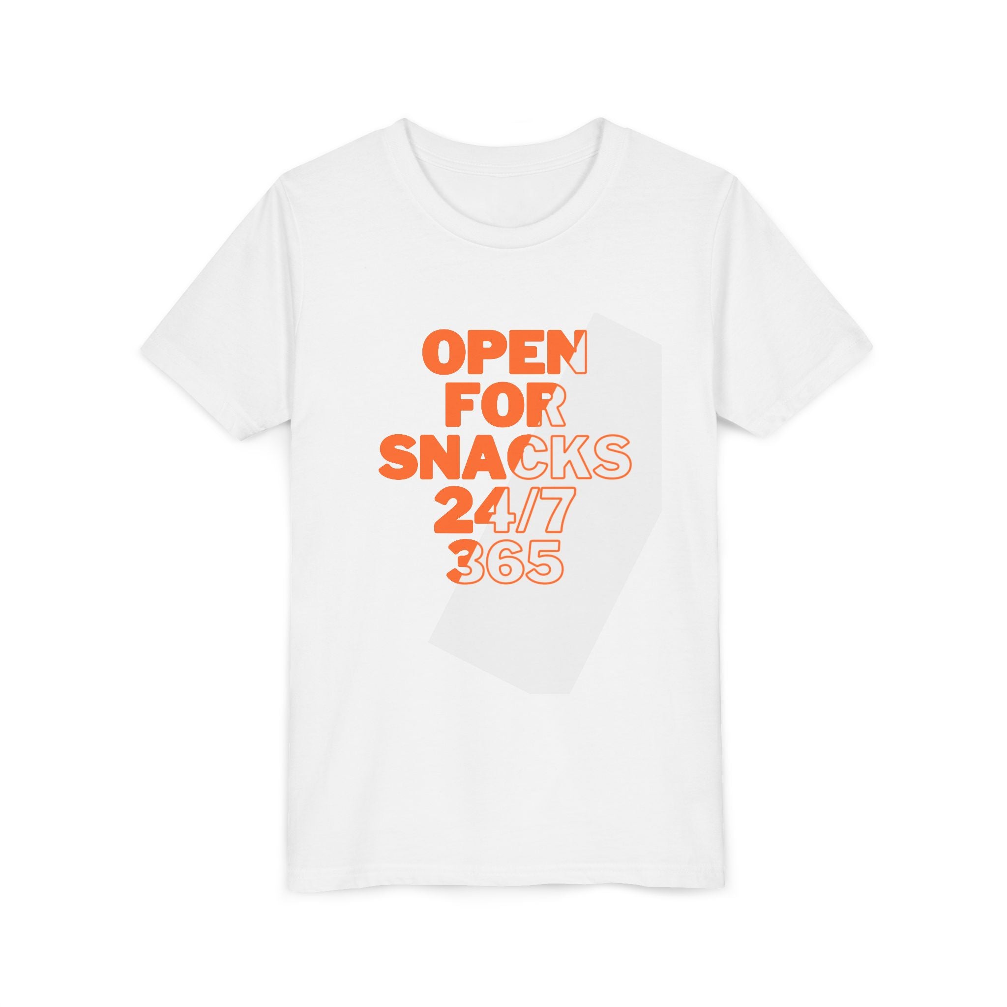 Youth Tee - 'Open for snacks 24/7 365' Design