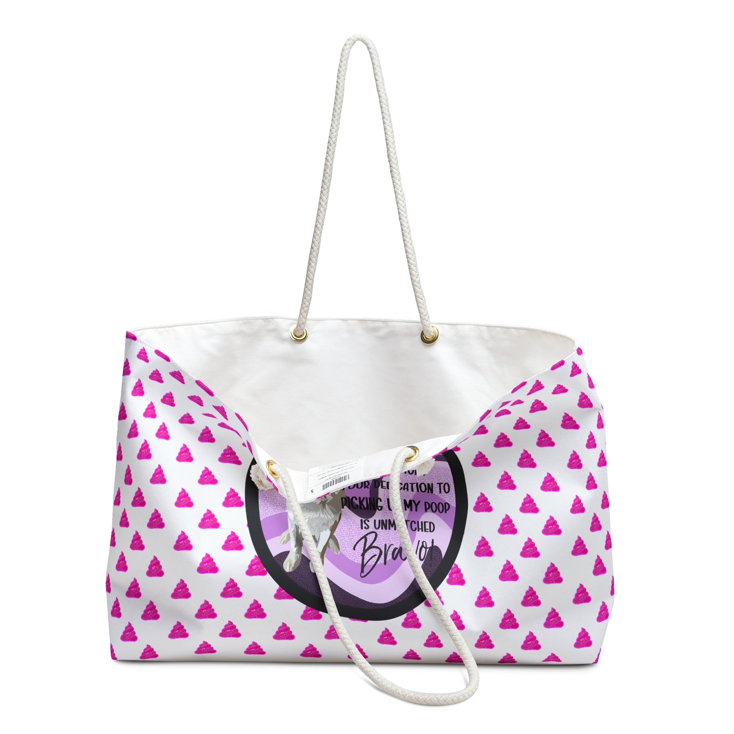 Whimsical Dog Mom Weekend Bag - 'Your Poop Scooping Dedication is Unparalleled'